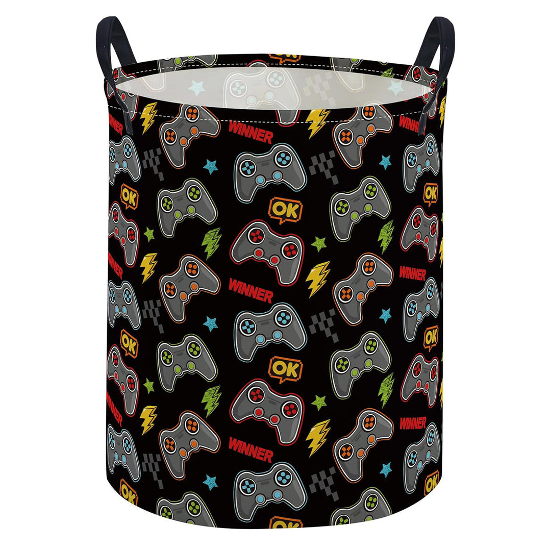 Collapsible Round Fabric Laundry Hamper With Butterfly Print Reinforced Carry Handles Waterproof Liner