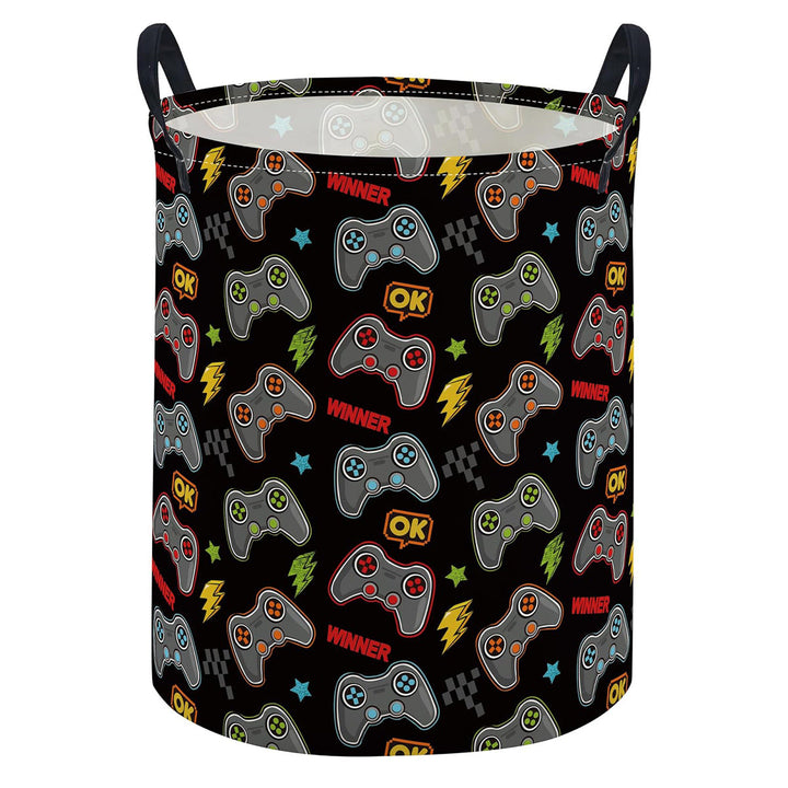 Collapsible Round Fabric Laundry Hamper With Butterfly Print Reinforced Carry Handles Waterproof Liner