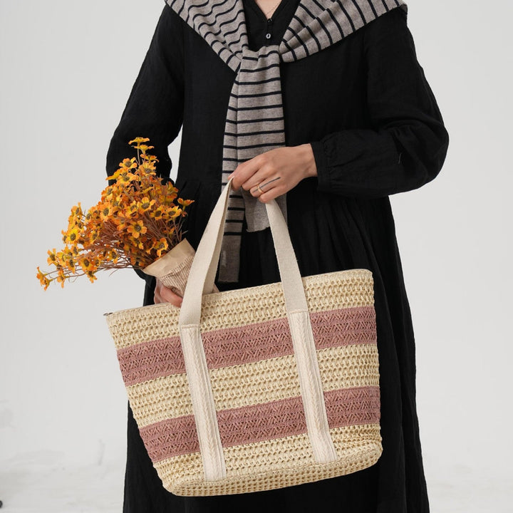 Handcrafted beach bag with distinctive striped design Kalsten