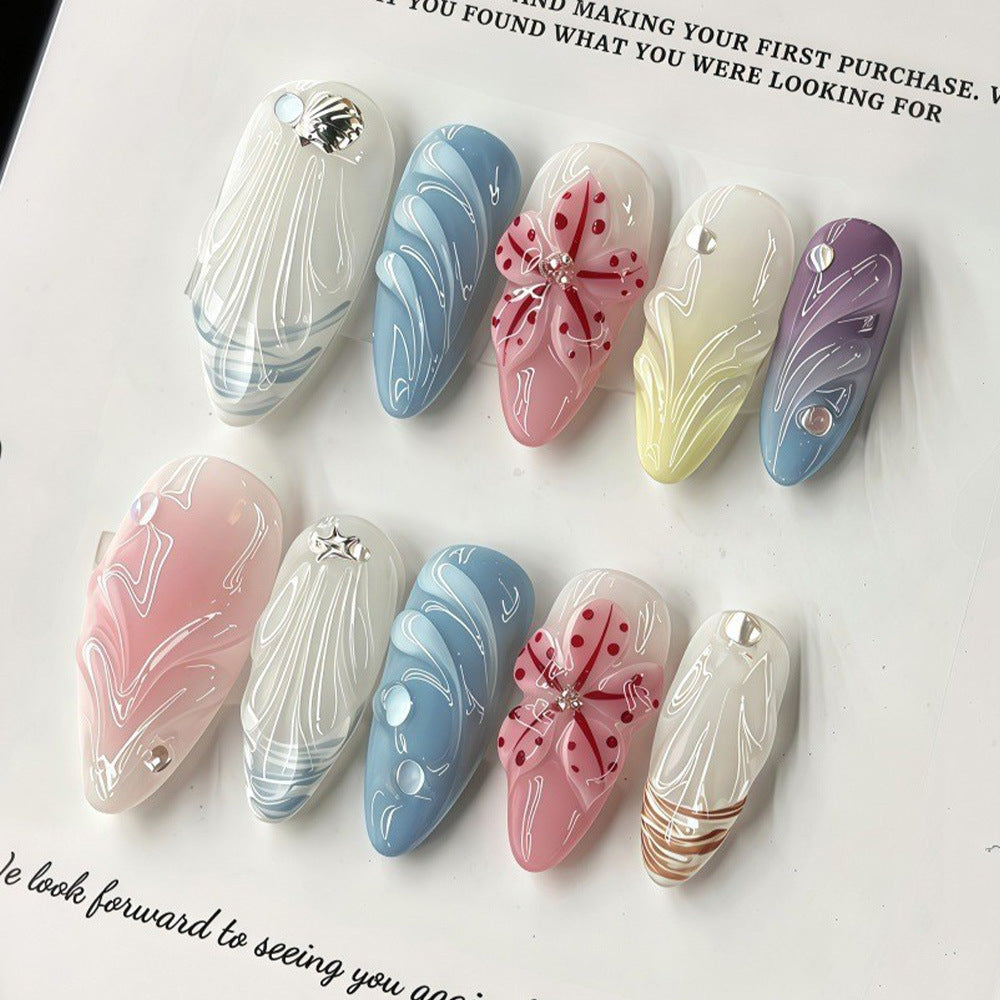 Artificial Nail Set with Floral 3D Design Kalsten