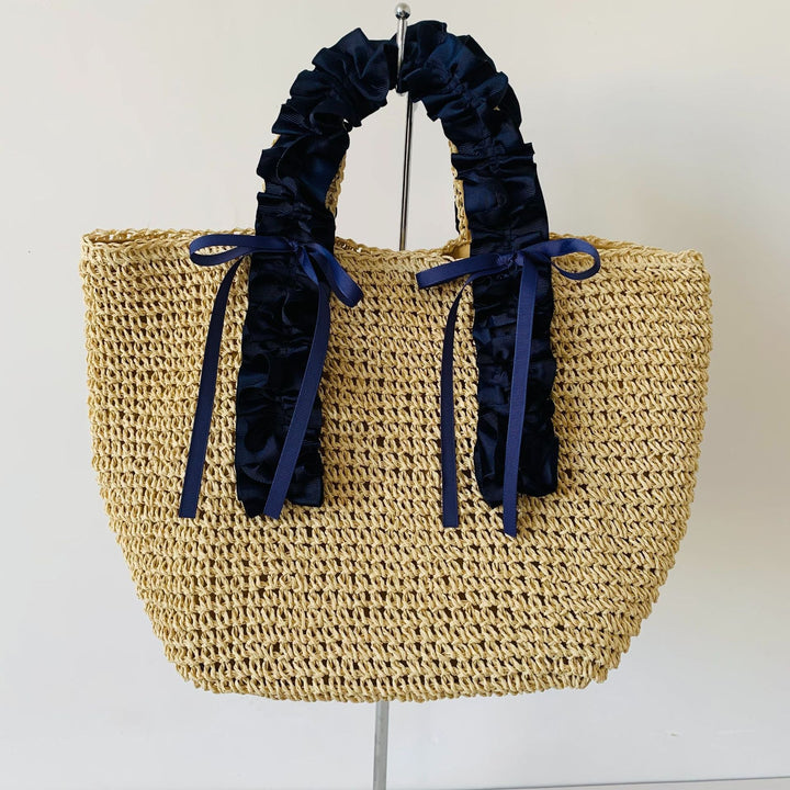 Crocheted beach bag with elegant satin accents Kalsten