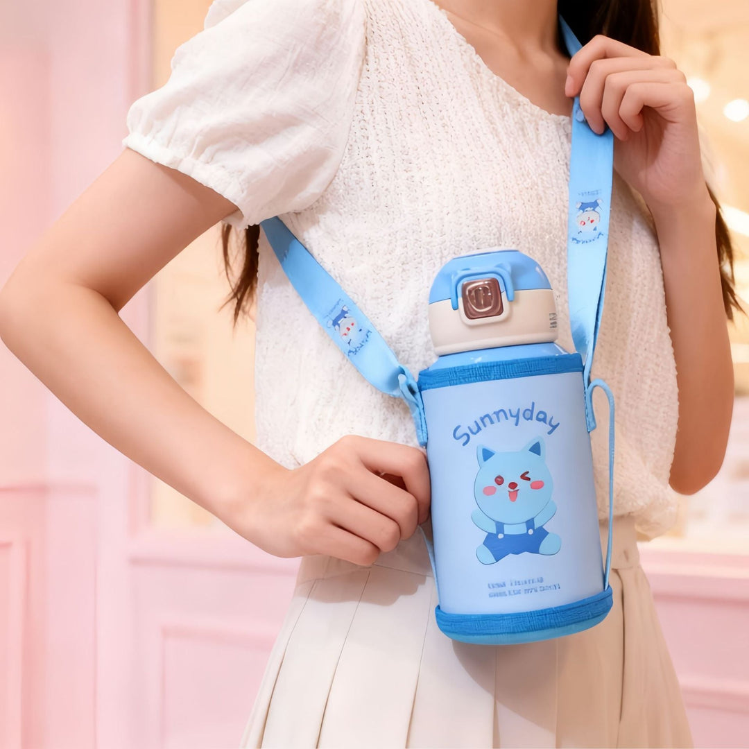 Women's insulated drinking bottle with practical carrying strap and cute animal design Kalsten