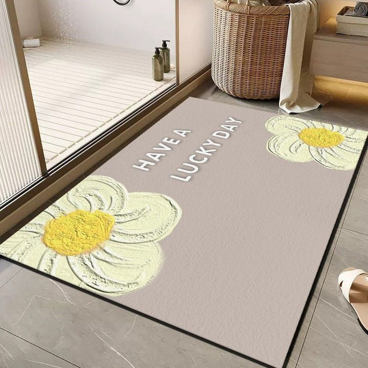 Cheerful Floral Message Bath Mat Kalsten