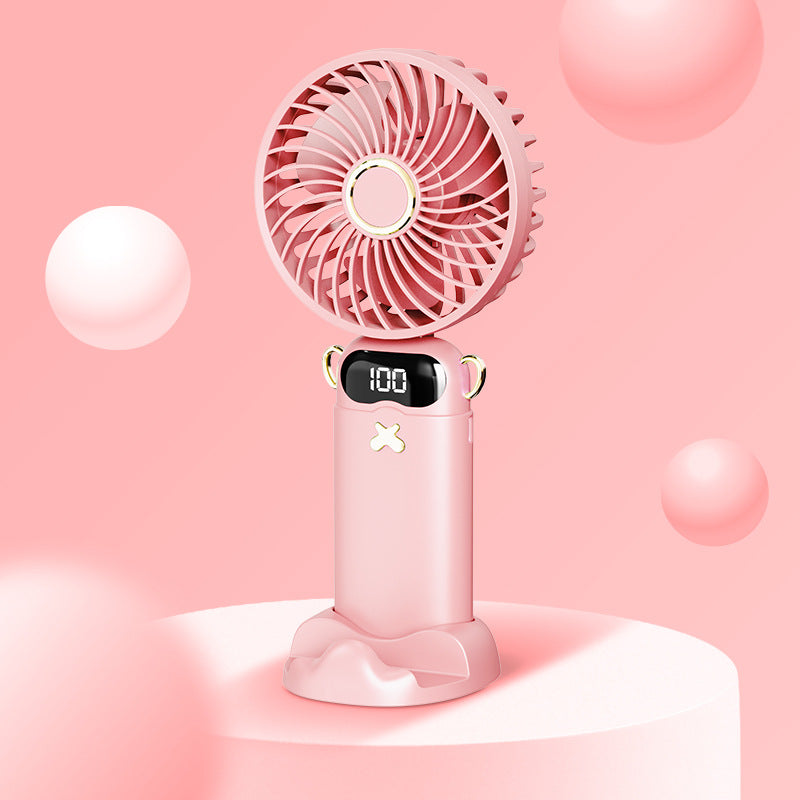 Cooling rechargeable handheld mini fan with digital battery display and cute desktop stand Kalsten