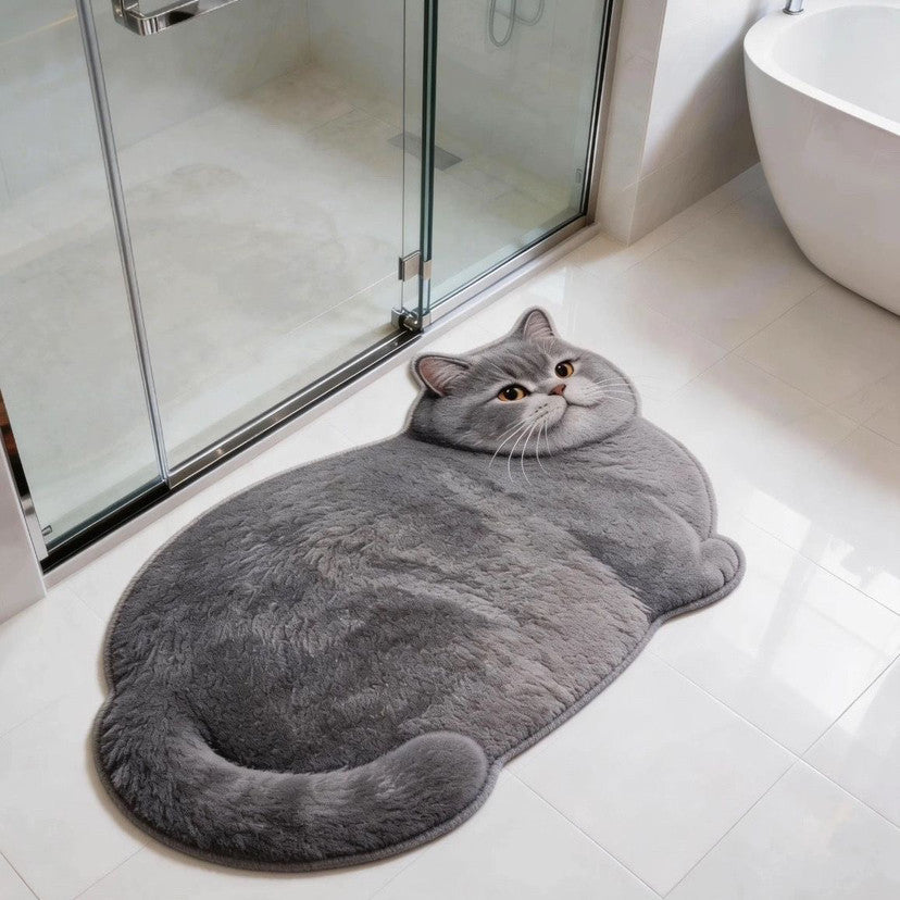 Plush Cat-Shaped Bath Rug