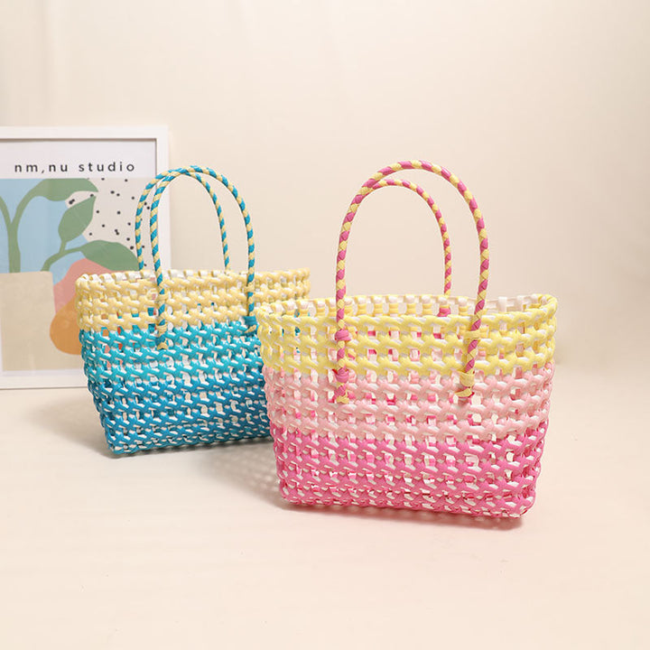 Handcrafted straw bag with colorful gradient Kalsten