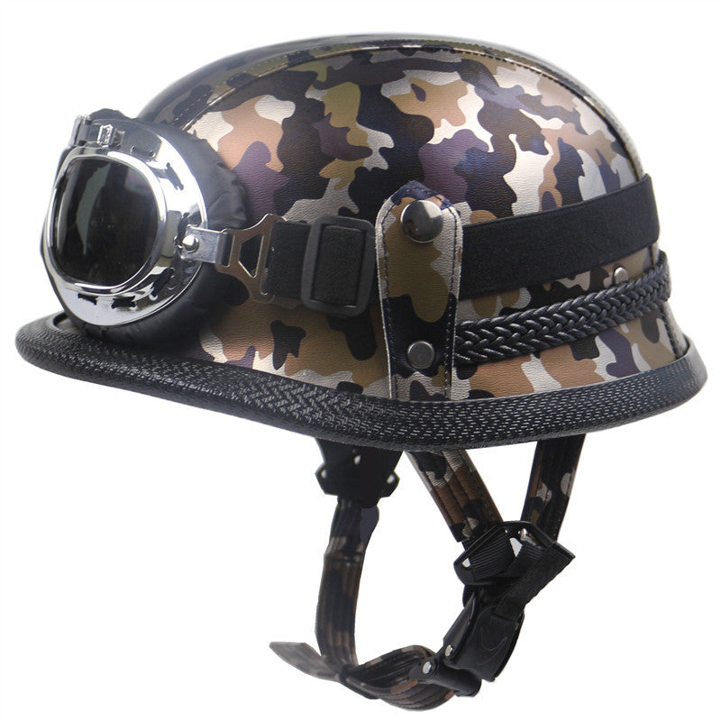 Vintage-Style Motorcycle Helmet with Goggles Kalsten