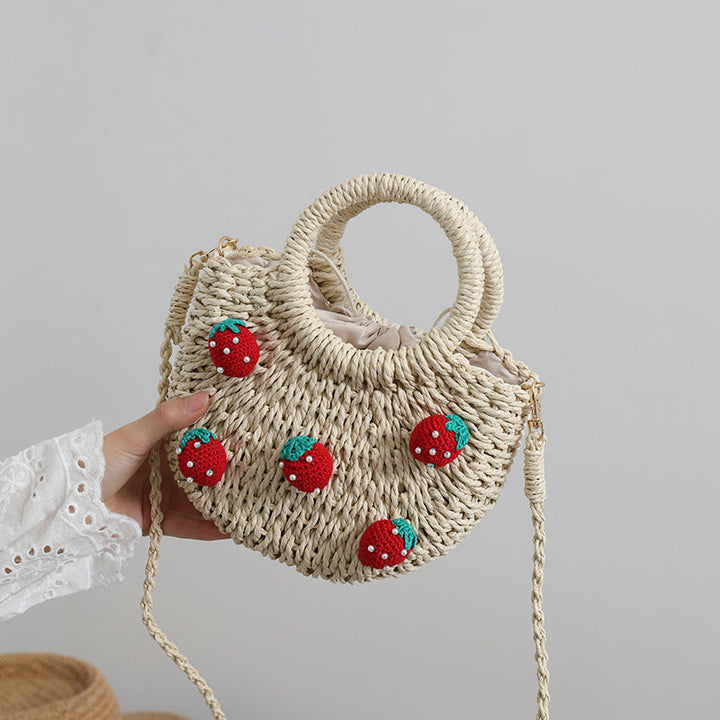 Bast bag with cheerful strawberry motifs Kalsten