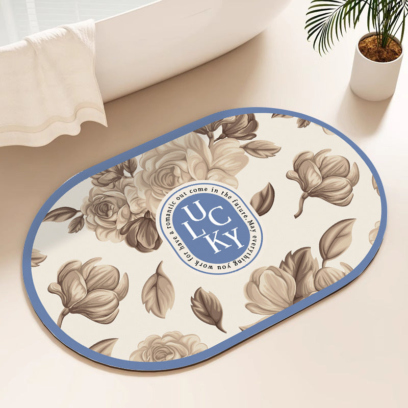 Oval Floral Bath Mat Kalsten