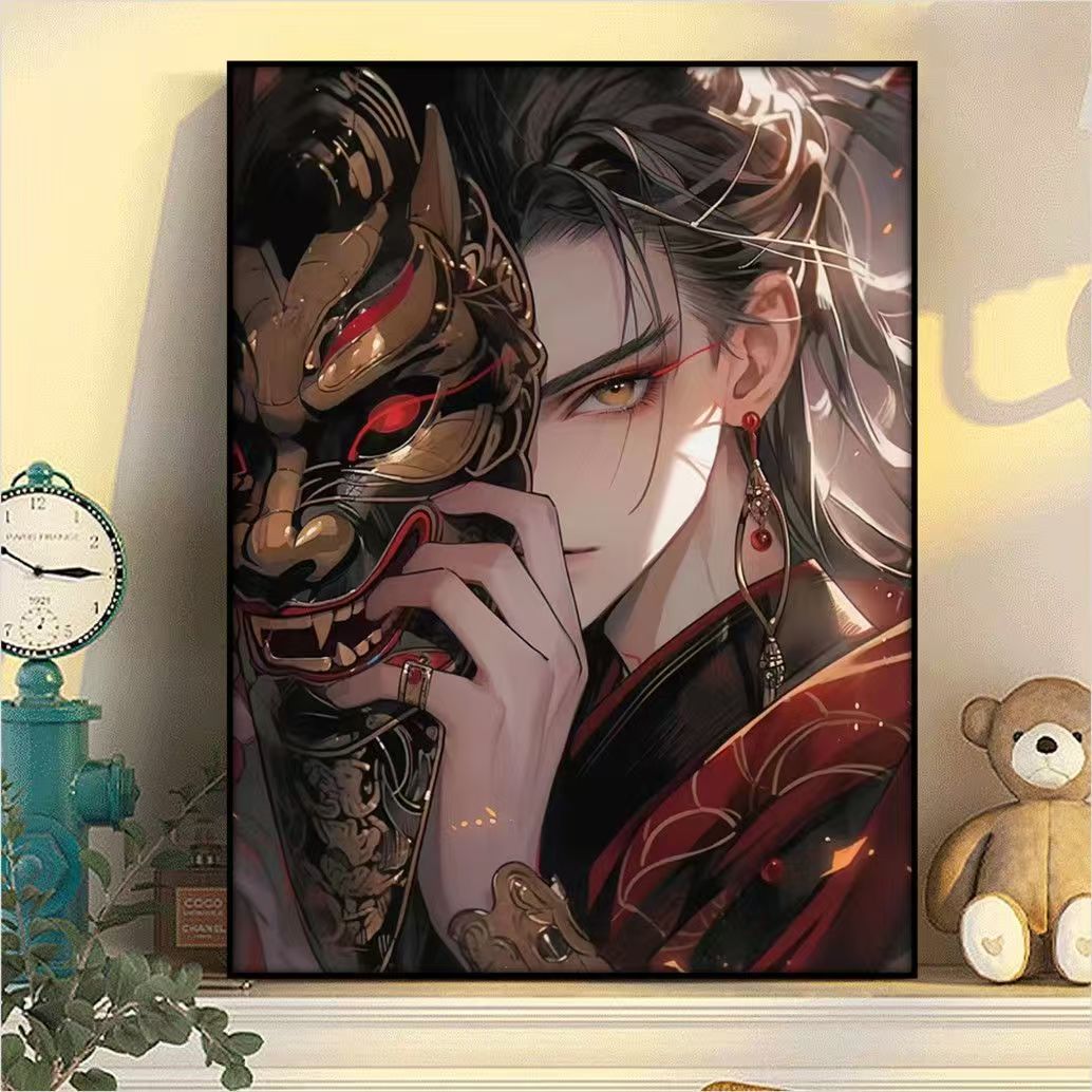 Dramatic Fantasy Mask Illustration Canvas Art Kalsten