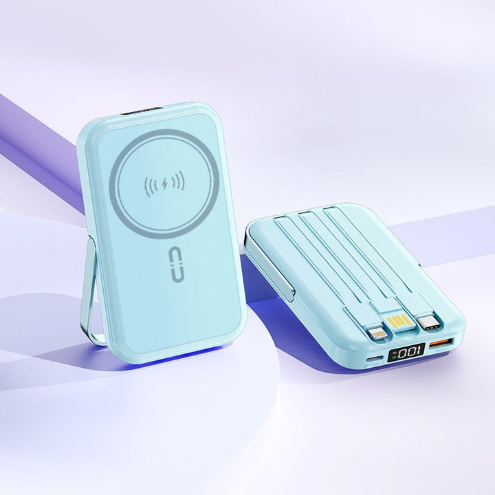 Portable induction power bank with integrated stand and multiple connections Kalsten