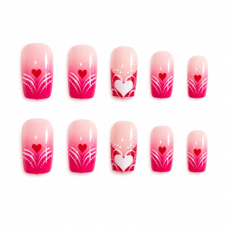 Artificial nails with romantic heart and flower pattern Kalsten