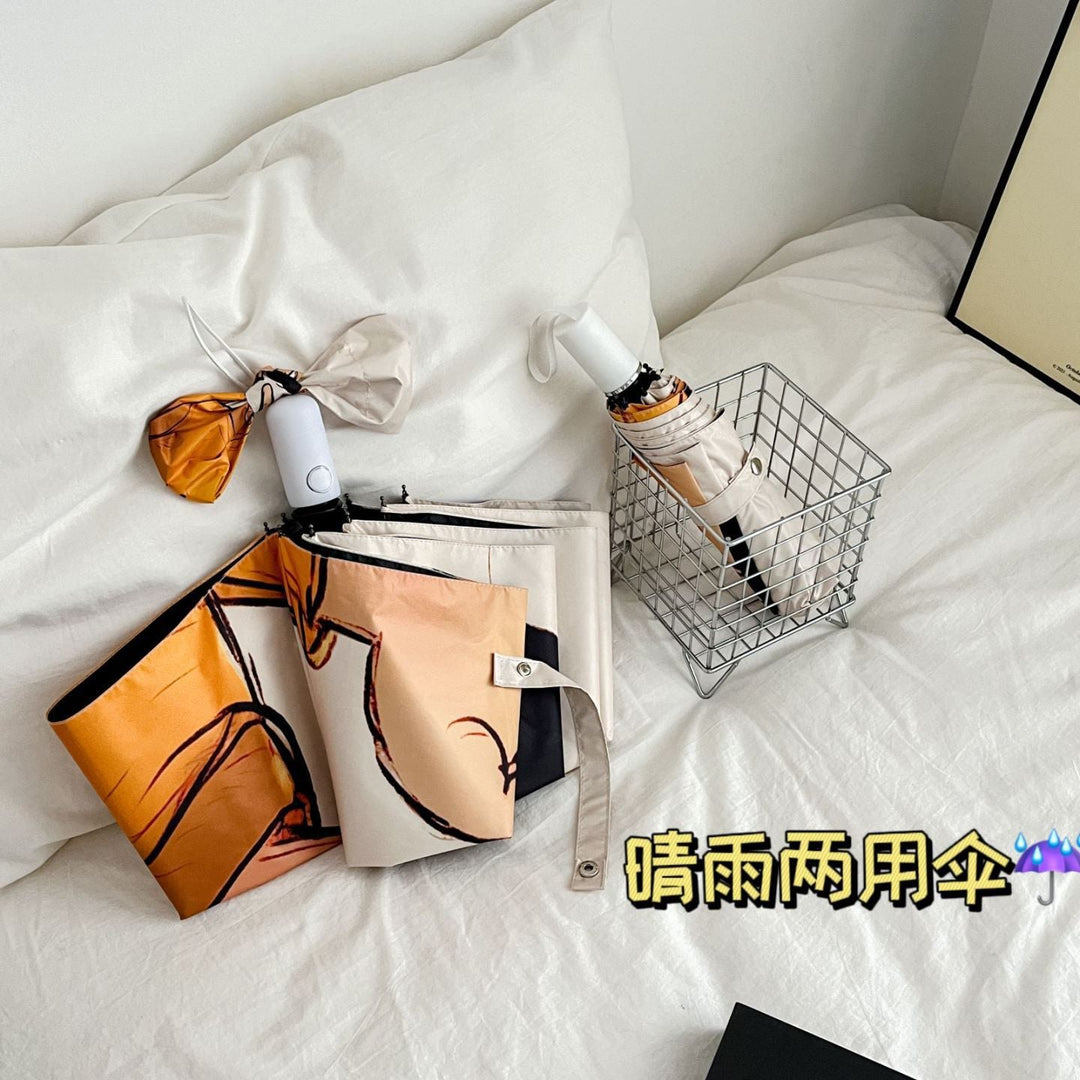 Women's Folding Umbrella with Creative Design and Practical Carrying Bag Kalsten