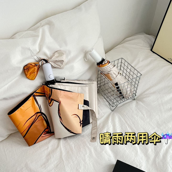 Women's Folding Umbrella with Creative Design and Practical Carrying Bag Kalsten