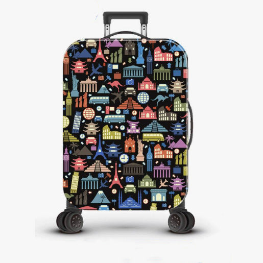 Unisex nan robust Hartschalen Trolley with nostalgic railway collage print, fully rotating smooth-running wheels and retractable telescopic handle Kalsten