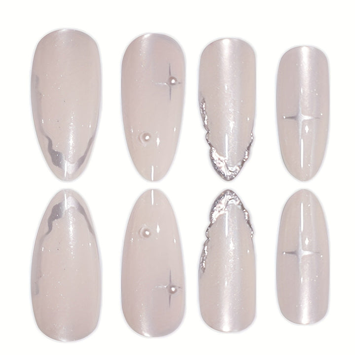 Elegant Press-On Nail Art with Floral Accents Kalsten