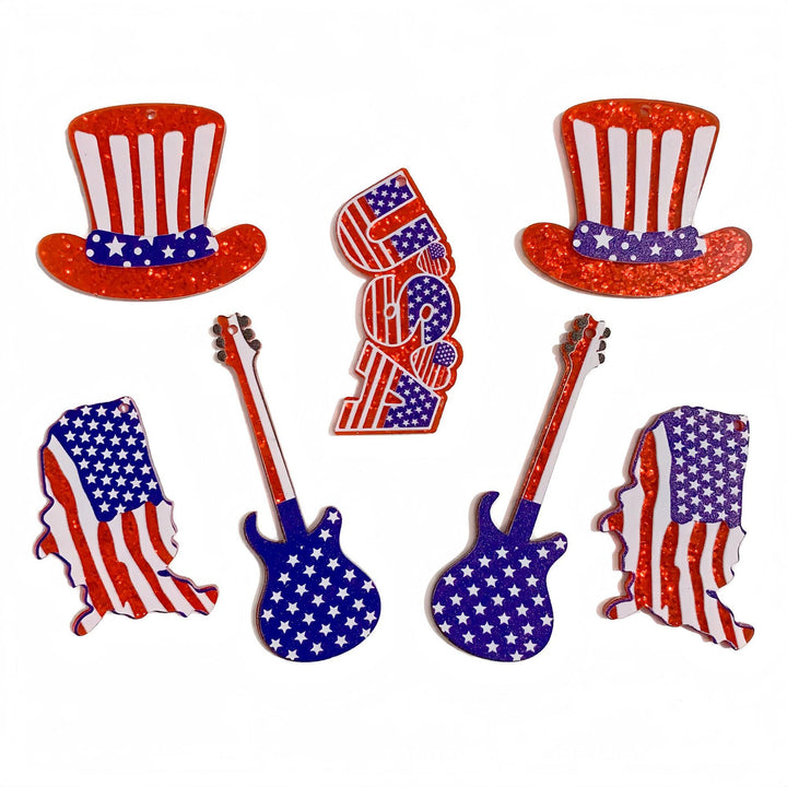 Unisex nan heart-shaped USA flag pendant acrylic with hole Kalsten
