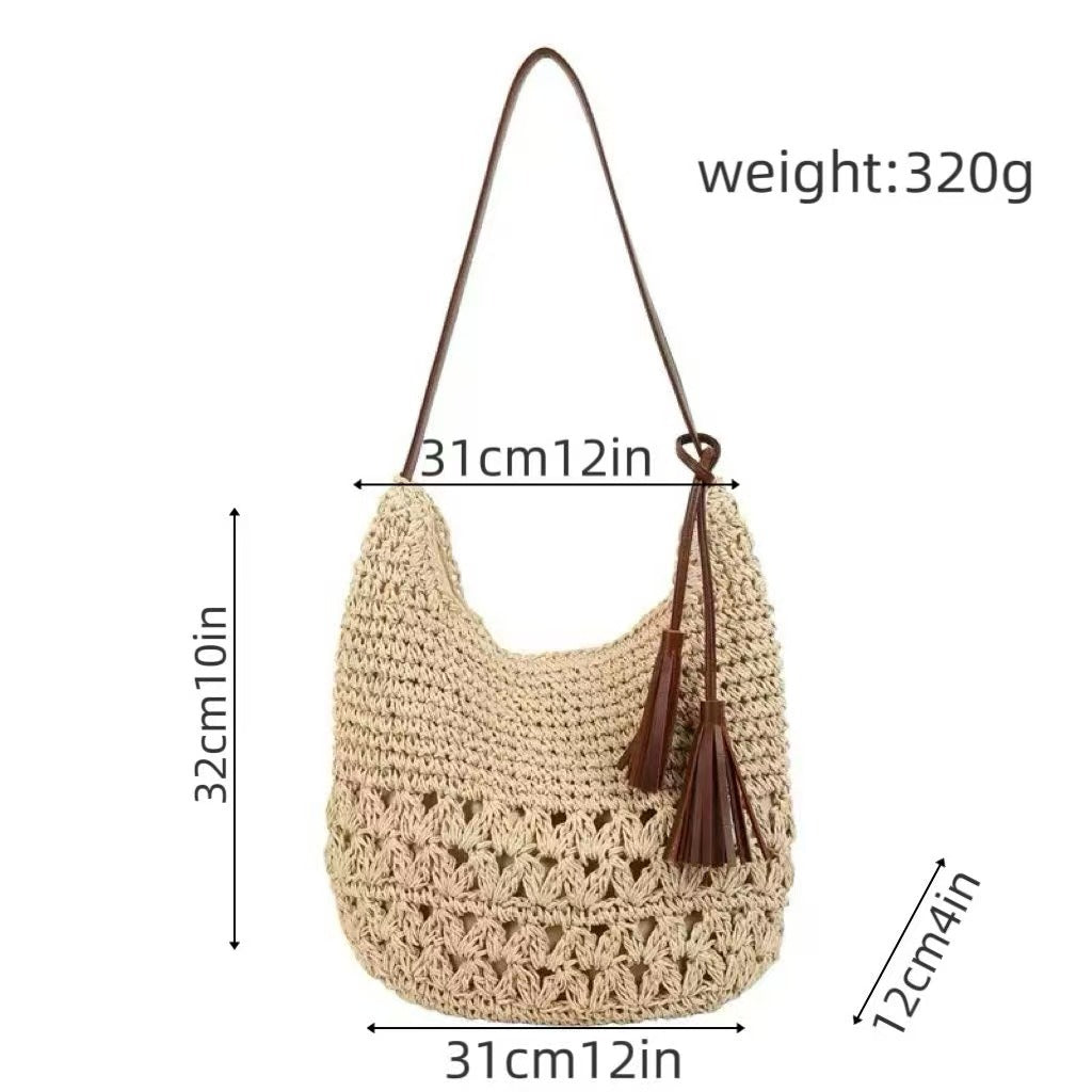Macrame Crossbody Bag with Tassel Details Kalsten