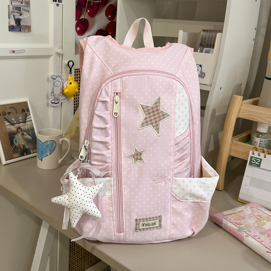 Cute Star-Patterned Ruffled School Backpack
