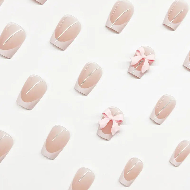 Charming Bow-Embellished Press-On Nail Art Kalsten
