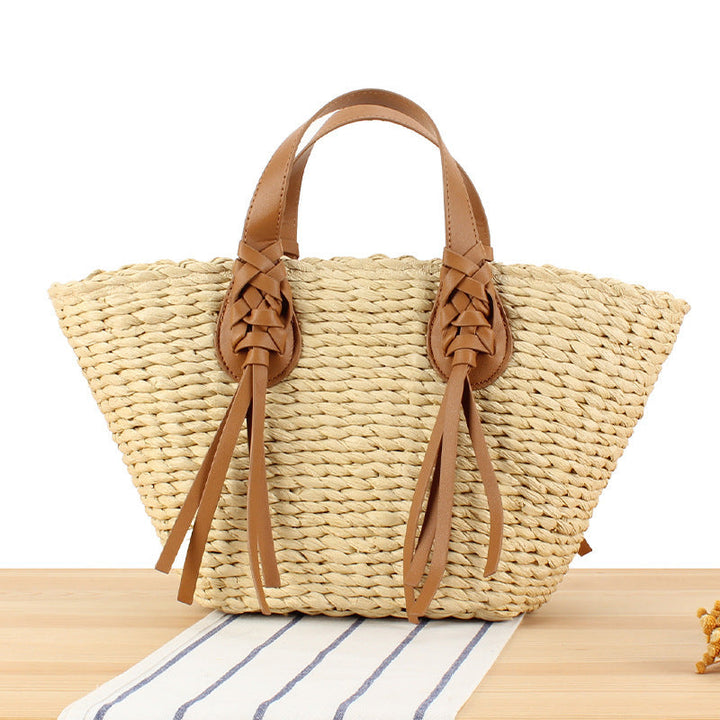 Braided Bast Bag with Leather Straps Kalsten