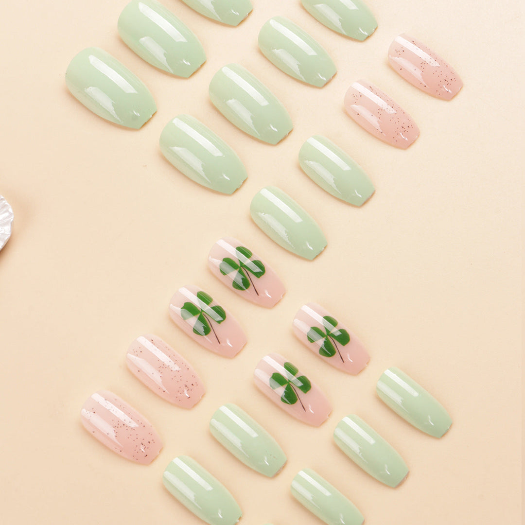 Decorative Press-On Nail Art Set with Clover Design Kalsten
