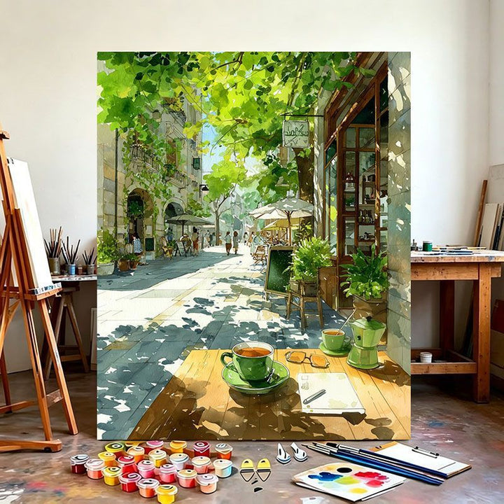 Urban Café Scene Canvas Art Print Kalsten