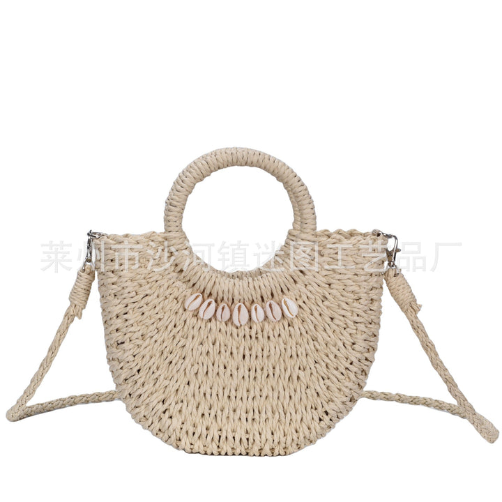 Natural fiber handbag with shell decoration Kalsten
