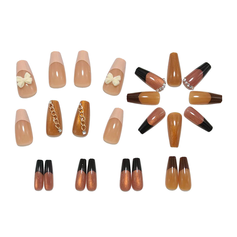 Glamorous artificial nails with glittering design and elegant embellishments Kalsten