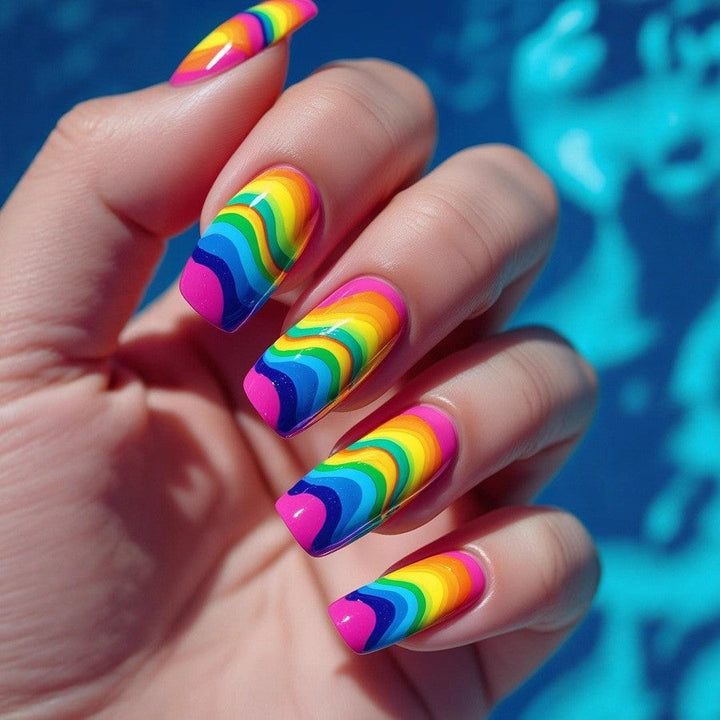 Elegant Artificial Nails with French Manicure and Glitter Effects Kalsten