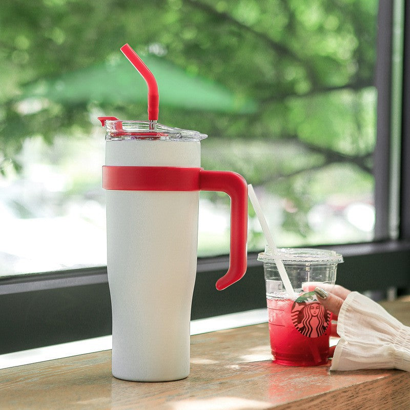 Women's insulated cup with straw and ergonomic handle Kalsten