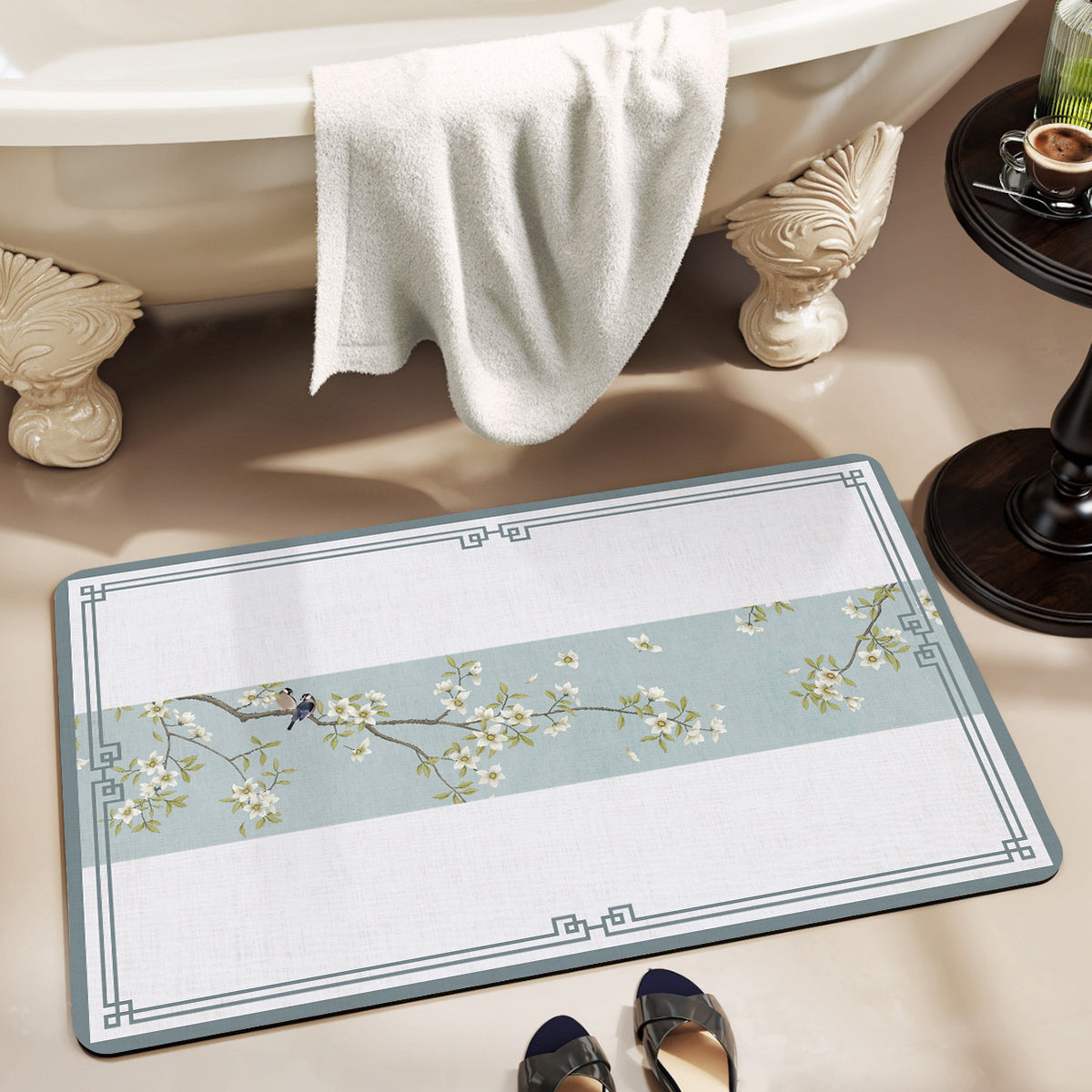 Elegant Geometric Bathroom Mat Acalora