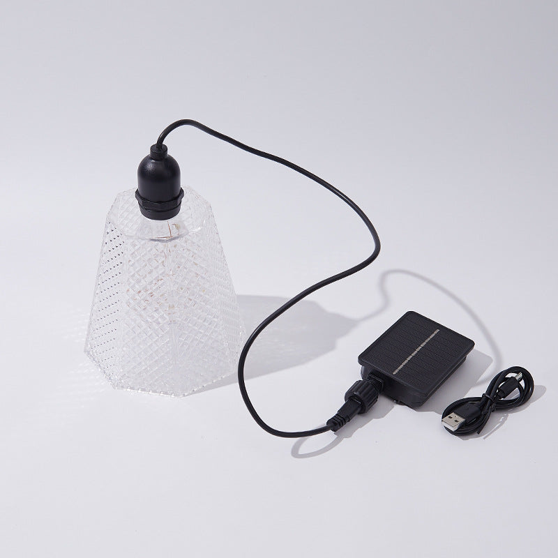 Solar USB Rechargeable Textured Glass Pendant Light Kalsten