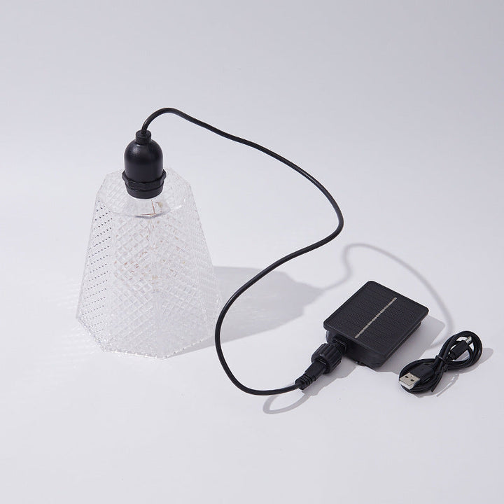 Solar USB Rechargeable Textured Glass Pendant Light Kalsten