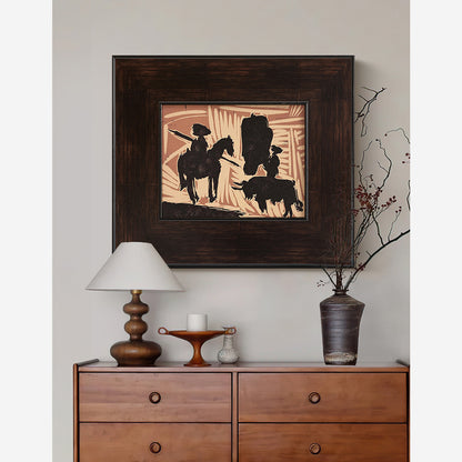 Framed Wall Decoration that Displays a Rustic Cowboy Scene