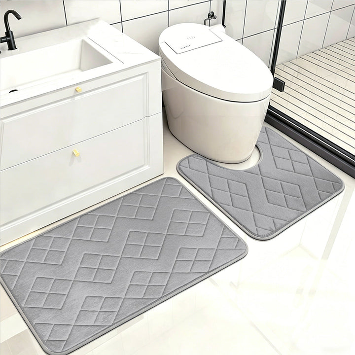 Luxurious Quilted Memory Foam Bath Mat Set Kalsten