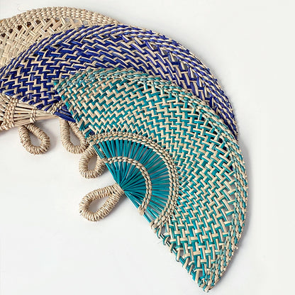 Handcrafted fan made of woven seagrass Acalora