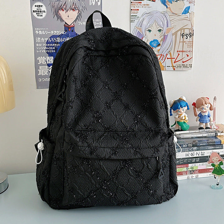 Embroidered Textured School Backpack