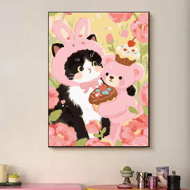 Playful Cat-Themed Illustration Wall Art Kalsten