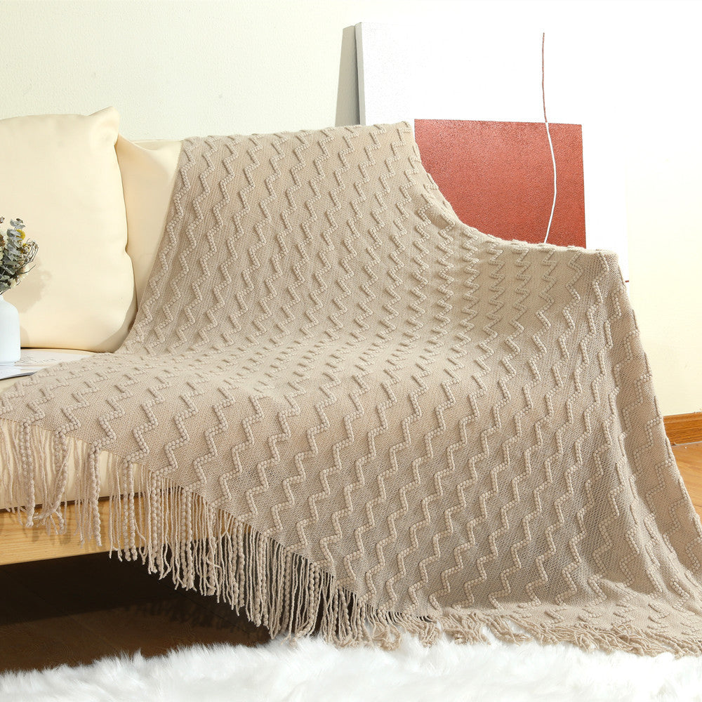 Women’s knitted blanket with textured wave pattern Kalsten