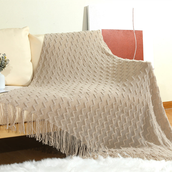 Women’s knitted blanket with textured wave pattern Kalsten