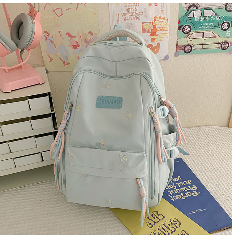 Cute Embroidered Casual School Backpack