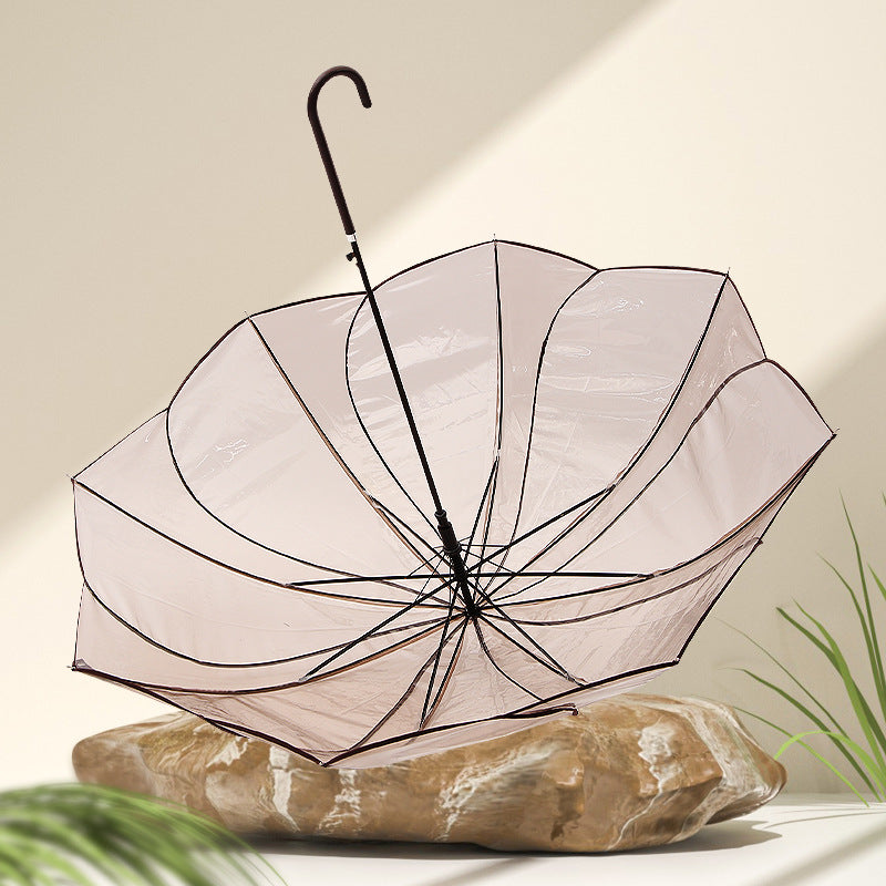 Women Transparent Design Folding Umbrella Kalsten