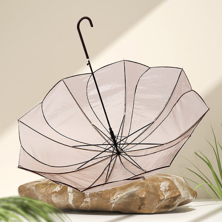 Women Transparent Design Folding Umbrella Kalsten