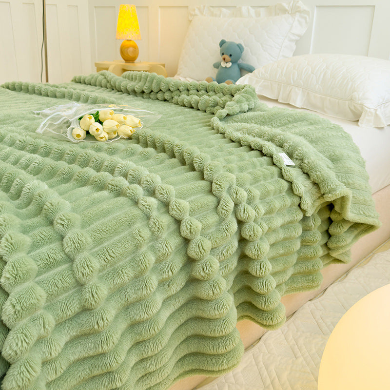 Women High-pile Cozy Blanket with Wave Pattern Kalsten