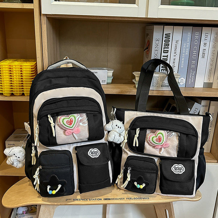 Character-Embellished Multi-Compartment School Backpack