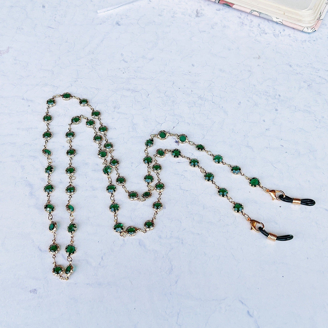 Elegant Black Gemstone Eyewear Chain Kalsten