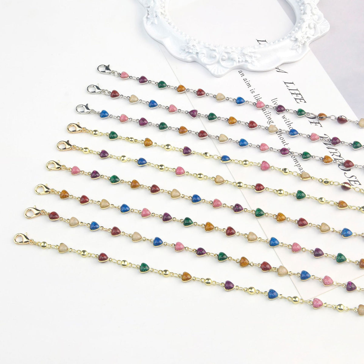 Heart-Shaped Beaded Anklet Acalora