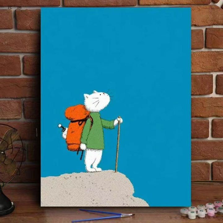 Whimsical Cat Watering Plants Canvas Art Kalsten