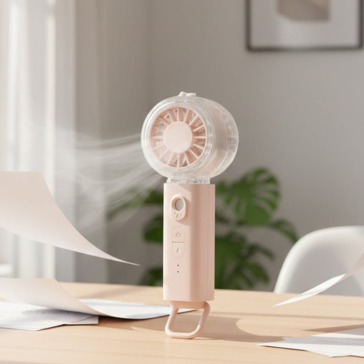 Unisex portable hand fan with mist spray, rechargeable battery and folding handle Kalsten